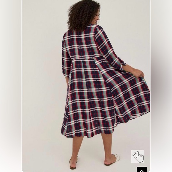 Maxi Kimono - Challis Plaid Red & Blue Duster - Picture 2 of 8